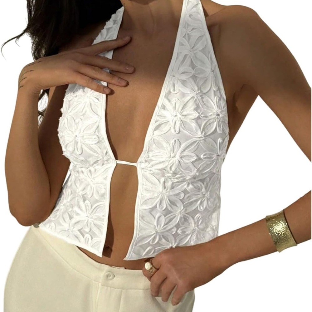 Halter top open tie back